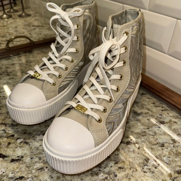PF Flyers High Top Sneakers NEW | Allston Fashion Mesh | Beige | Womens 7.5 - Picture 3 of 16